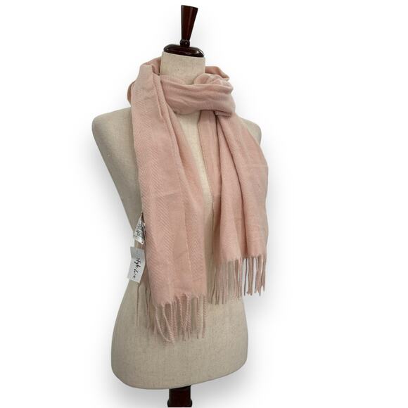 NEW Style & Co Light Pink Fringe Scarf Oblong Rectangle Solid Knit Warm & Cozy - Picture 11 of 14